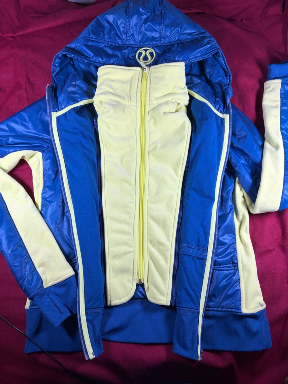 Lululemon Uba Hoodie Special Edition Lux jacket in blue and citron
